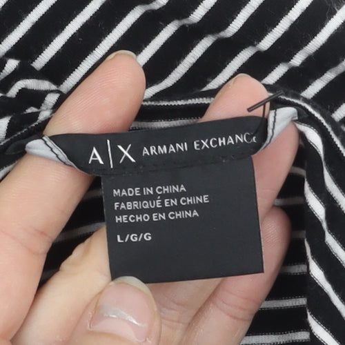 Armani Exchange Women Black Stripe Bodycon Dress Size 14