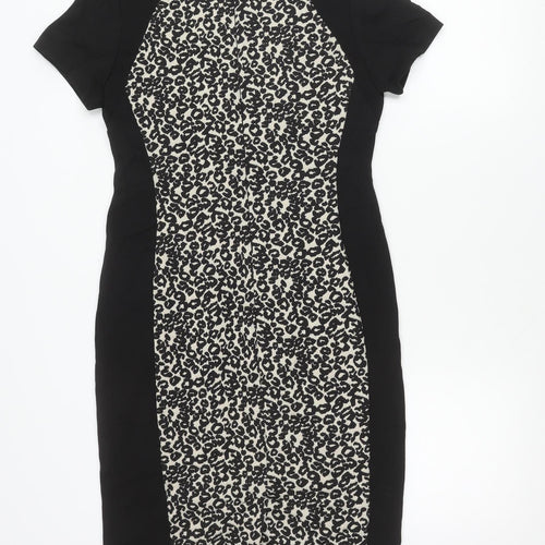 Marks and Spencer Womens Black White Animal Print Sheath Dress UK 12