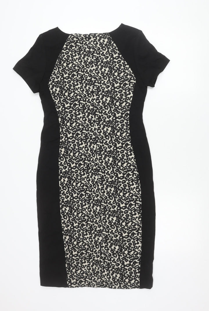 Marks and Spencer Womens Black White Animal Print Sheath Dress UK 12