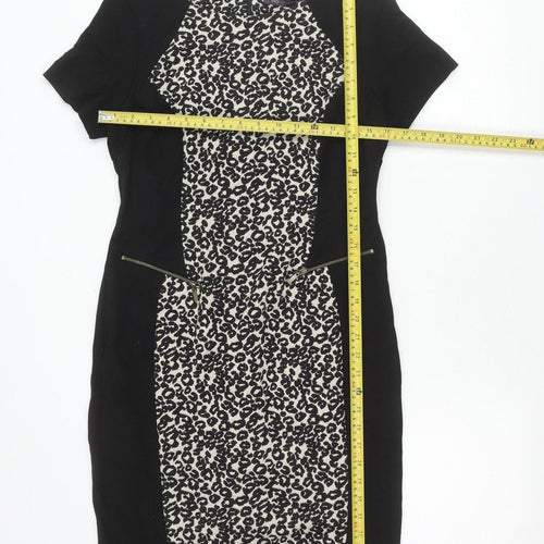 Marks and Spencer Womens Black White Animal Print Sheath Dress UK 12