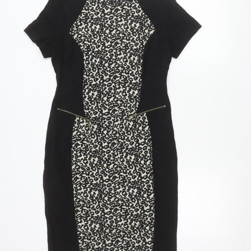 Marks and Spencer Womens Black White Animal Print Sheath Dress UK 12