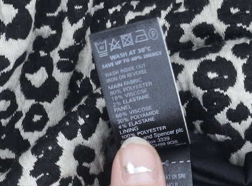 Marks and Spencer Womens Black White Animal Print Sheath Dress UK 12