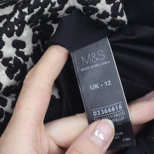 Marks and Spencer Womens Black White Animal Print Sheath Dress UK 12