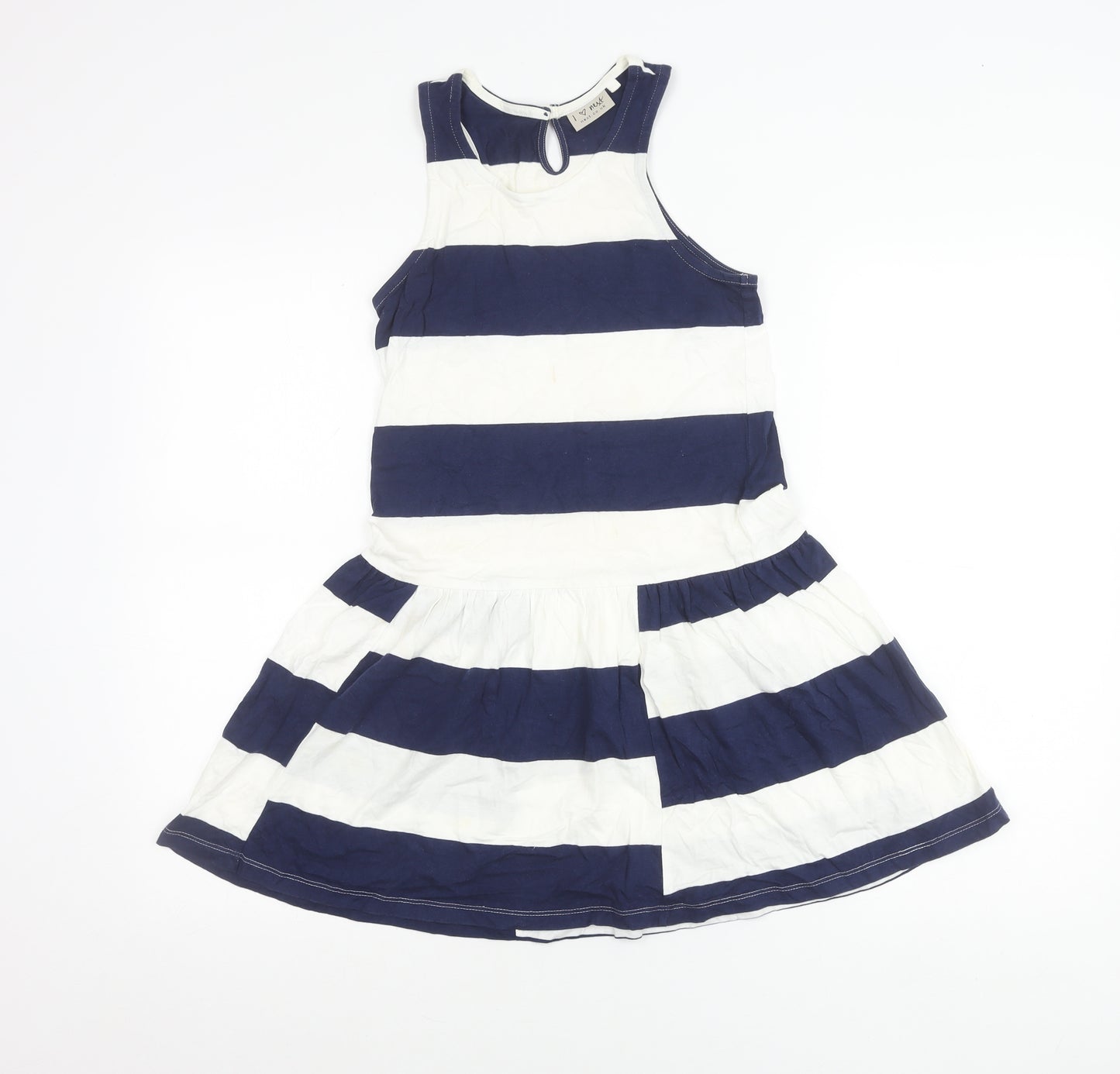 Next Girls Blue White Striped Tank Dress 12 Years Cotton Casual Summer