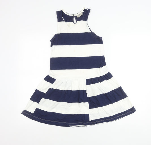 Next Girls Blue White Striped Tank Dress 12 Years Cotton Casual Summer