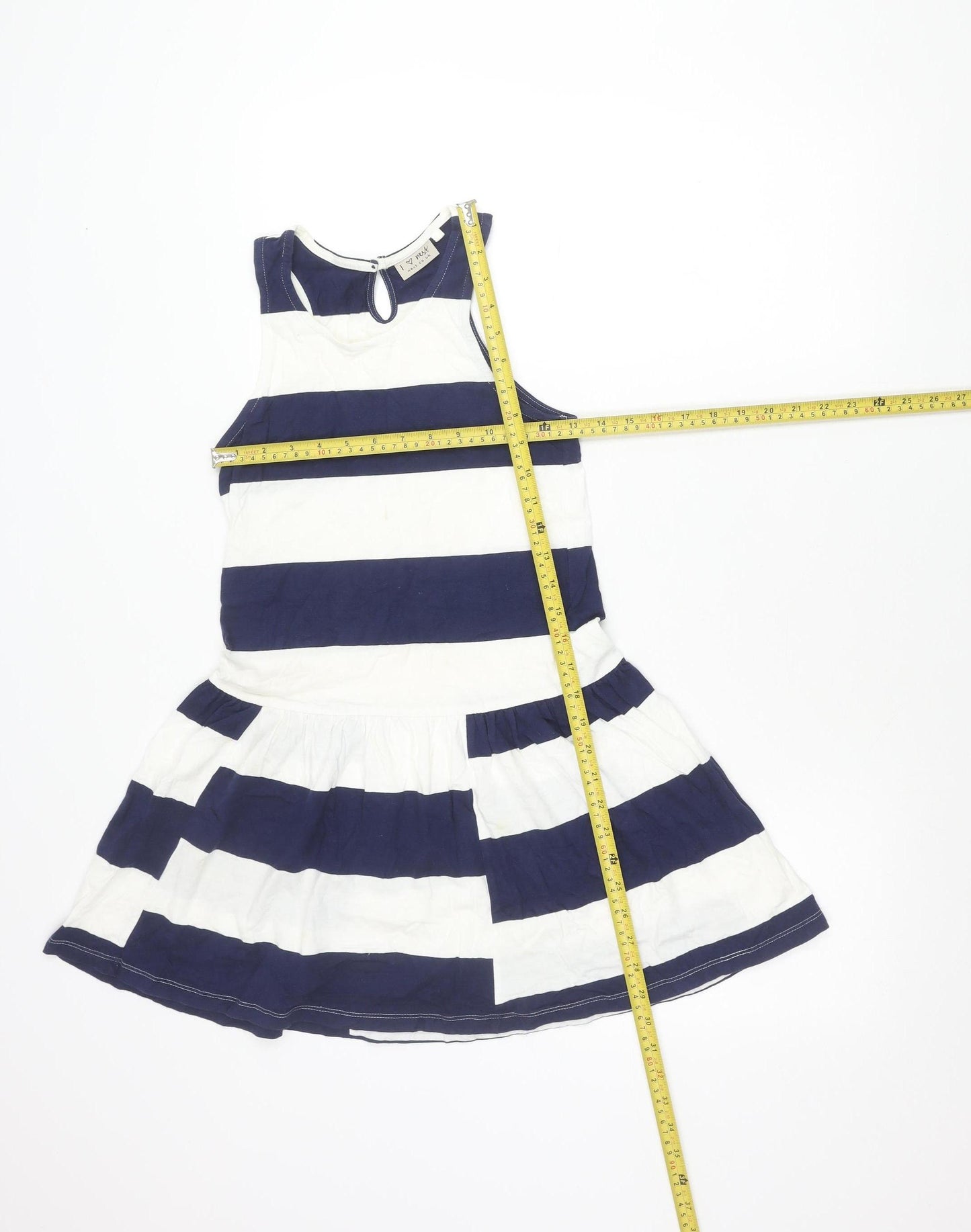 Next Girls Blue White Striped Tank Dress 12 Years Cotton Casual Summer