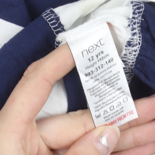 Next Girls Blue White Striped Tank Dress 12 Years Cotton Casual Summer