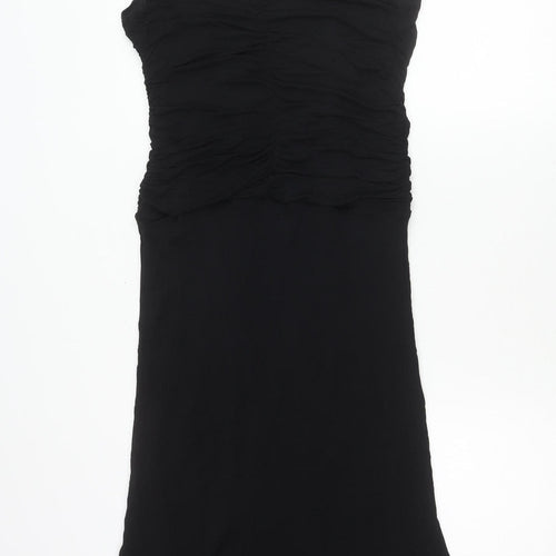 Coast Womens Black Size 16 Formal Sheath Ruched Long Dress