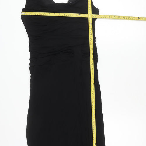 Coast Womens Black Size 16 Formal Sheath Ruched Long Dress