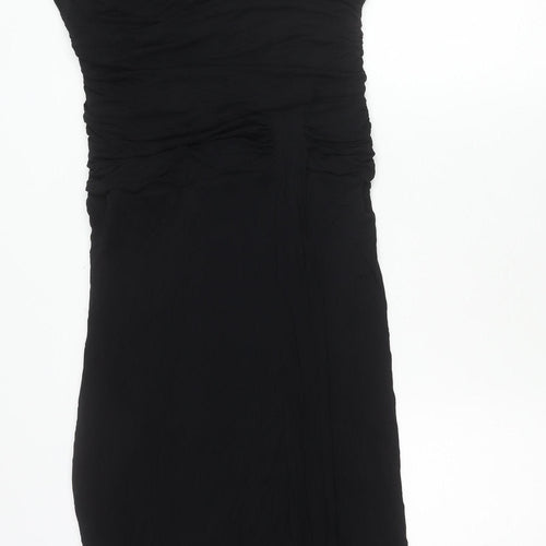 Coast Womens Black Size 16 Formal Sheath Ruched Long Dress