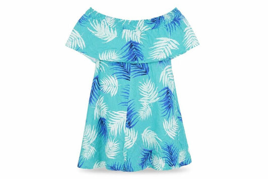 Front view of Marks & Spencer women’s tropical multicoloured a-line dress, size UK 12