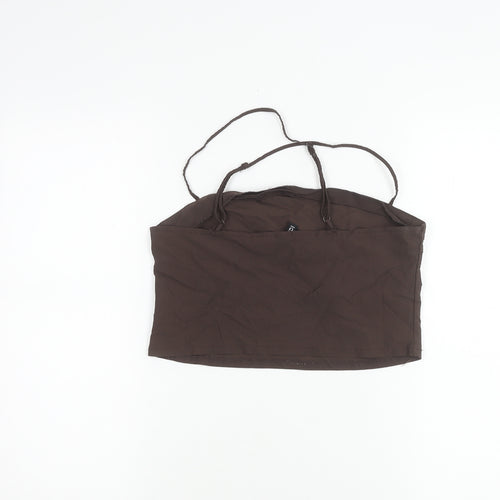 H&M Women Brown Camisole Tank Top Size 12 Slim Fit Stretch