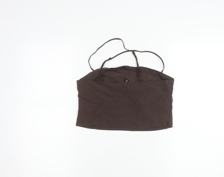 H&M Women Brown Camisole Tank Top Size 12 Slim Fit Stretch