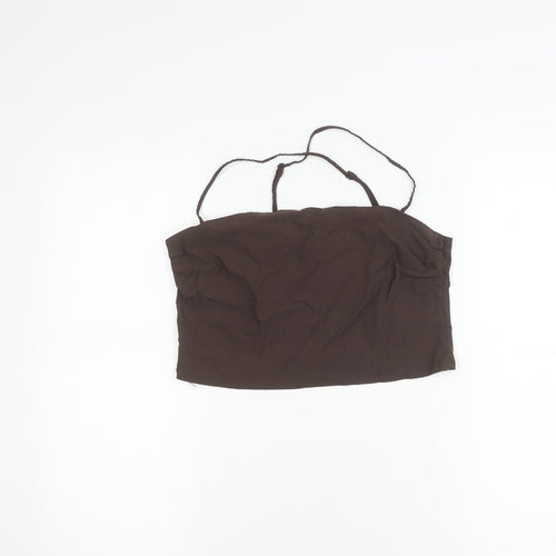 H&M Women Brown Camisole Tank Top Size 12 Slim Fit Stretch