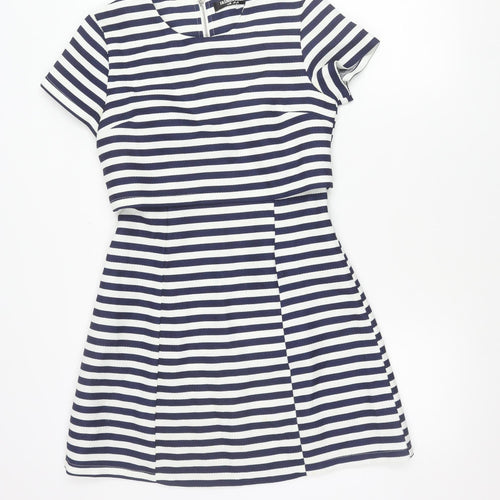 Fashion Union Women’s Blue White Stripe A-Line Short Dress Size 8