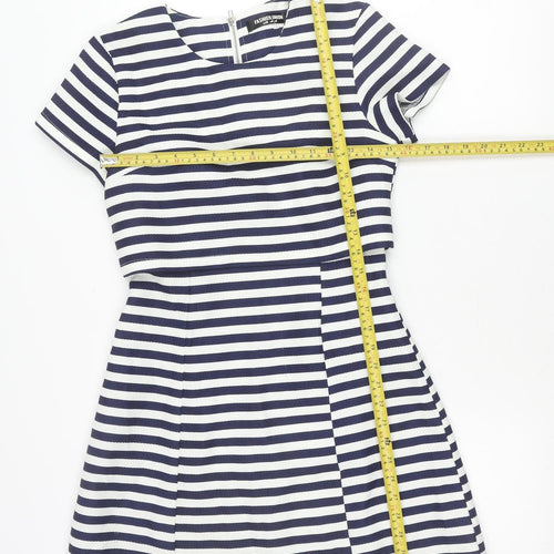 Fashion Union Women’s Blue White Stripe A-Line Short Dress Size 8