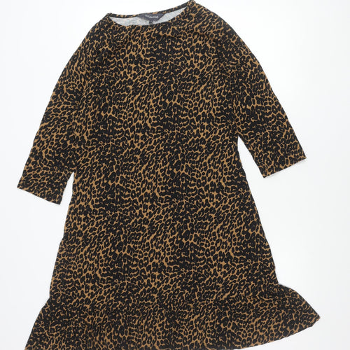 Sosandar Women Brown Leopard Print Shift Dress Size 12