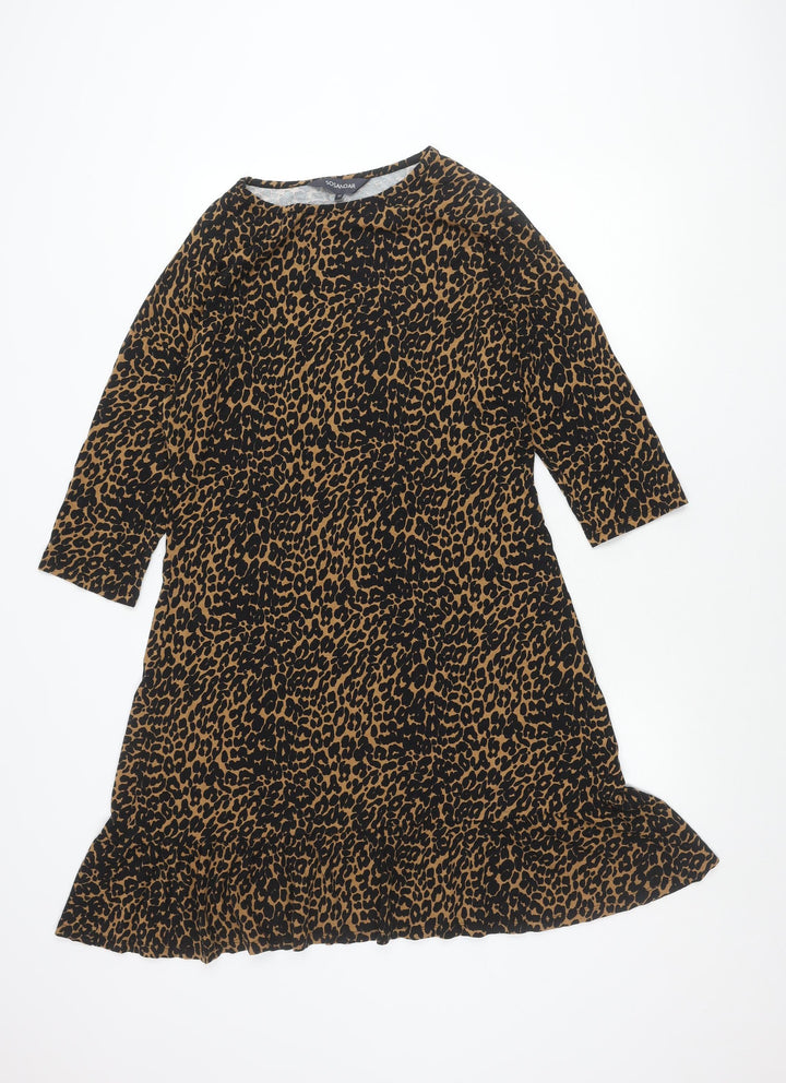 Sosandar Women Brown Leopard Print Shift Dress Size 12