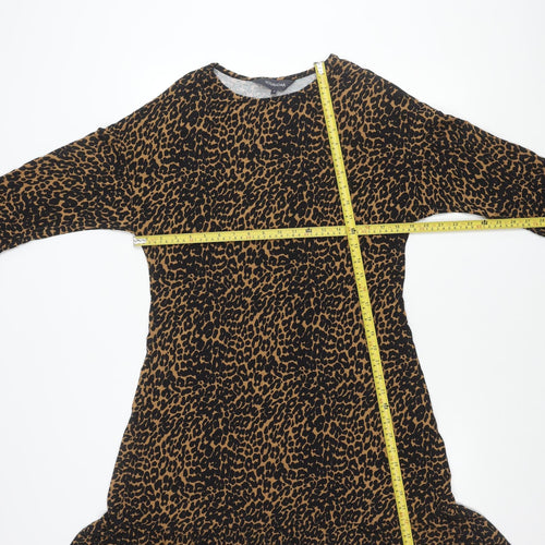 Sosandar Women Brown Leopard Print Shift Dress Size 12