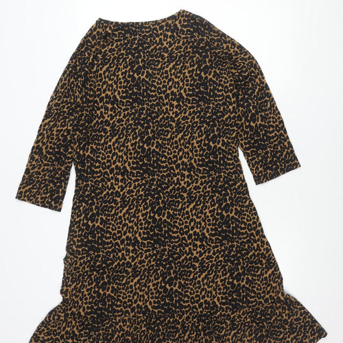 Sosandar Women Brown Leopard Print Shift Dress Size 12