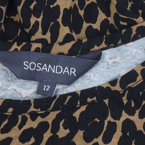 Sosandar Women Brown Leopard Print Shift Dress Size 12