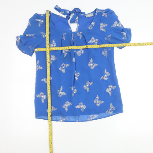 Wallis Women’s Blue Butterfly Print Tunic Blouse Size S