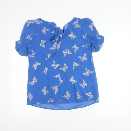 Wallis Women’s Blue Butterfly Print Tunic Blouse Size S