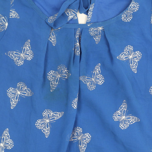 Wallis Women’s Blue Butterfly Print Tunic Blouse Size S