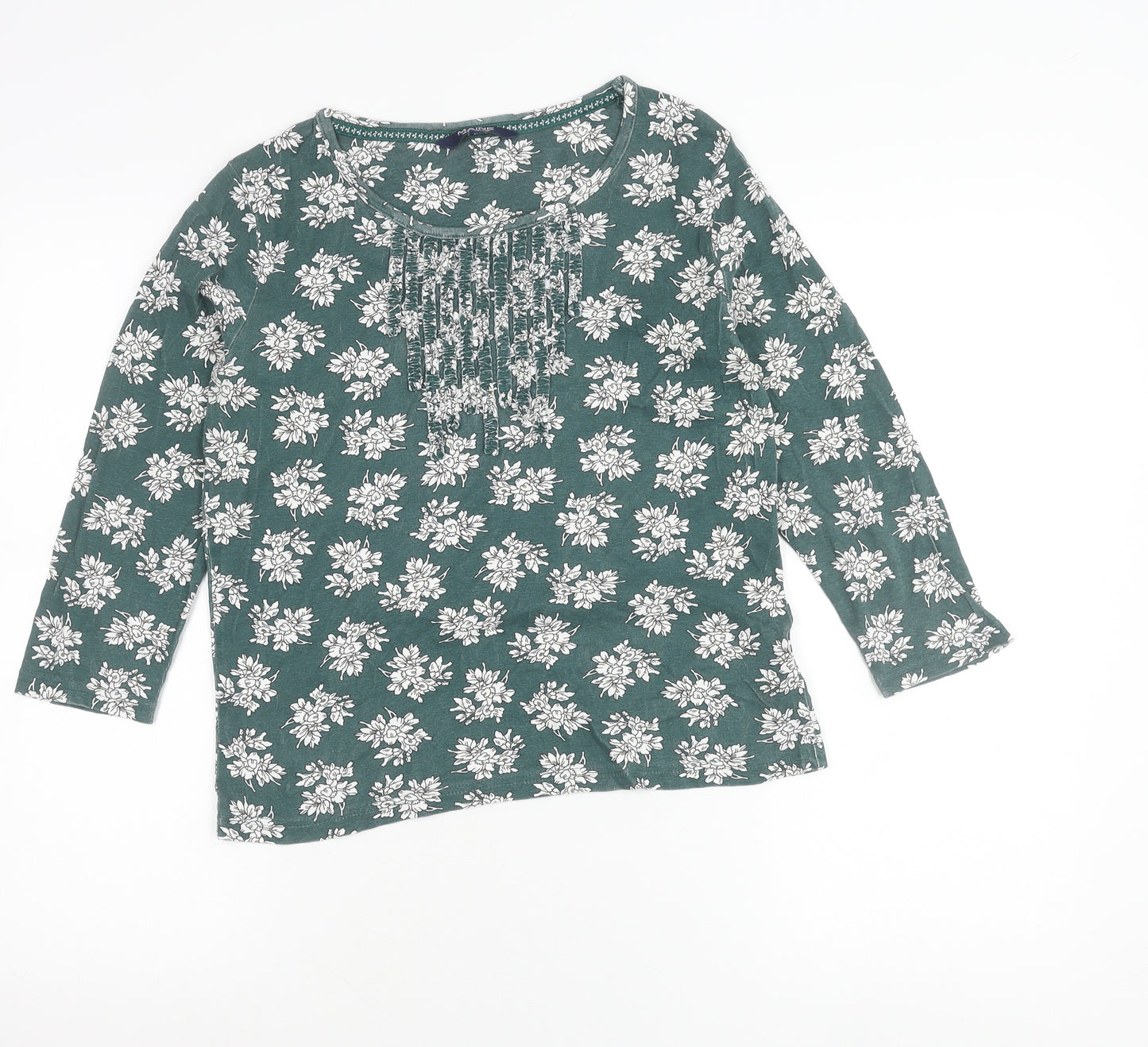 Maine New England Womens Green Floral Cotton Tunic Blouse Size 12