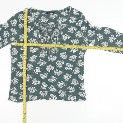 Maine New England Womens Green Floral Cotton Tunic Blouse Size 12