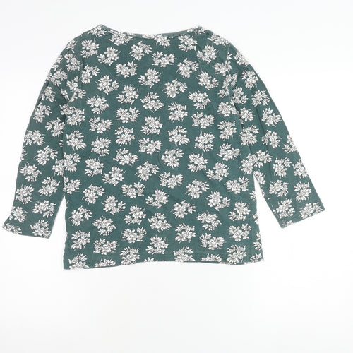 Maine New England Womens Green Floral Cotton Tunic Blouse Size 12