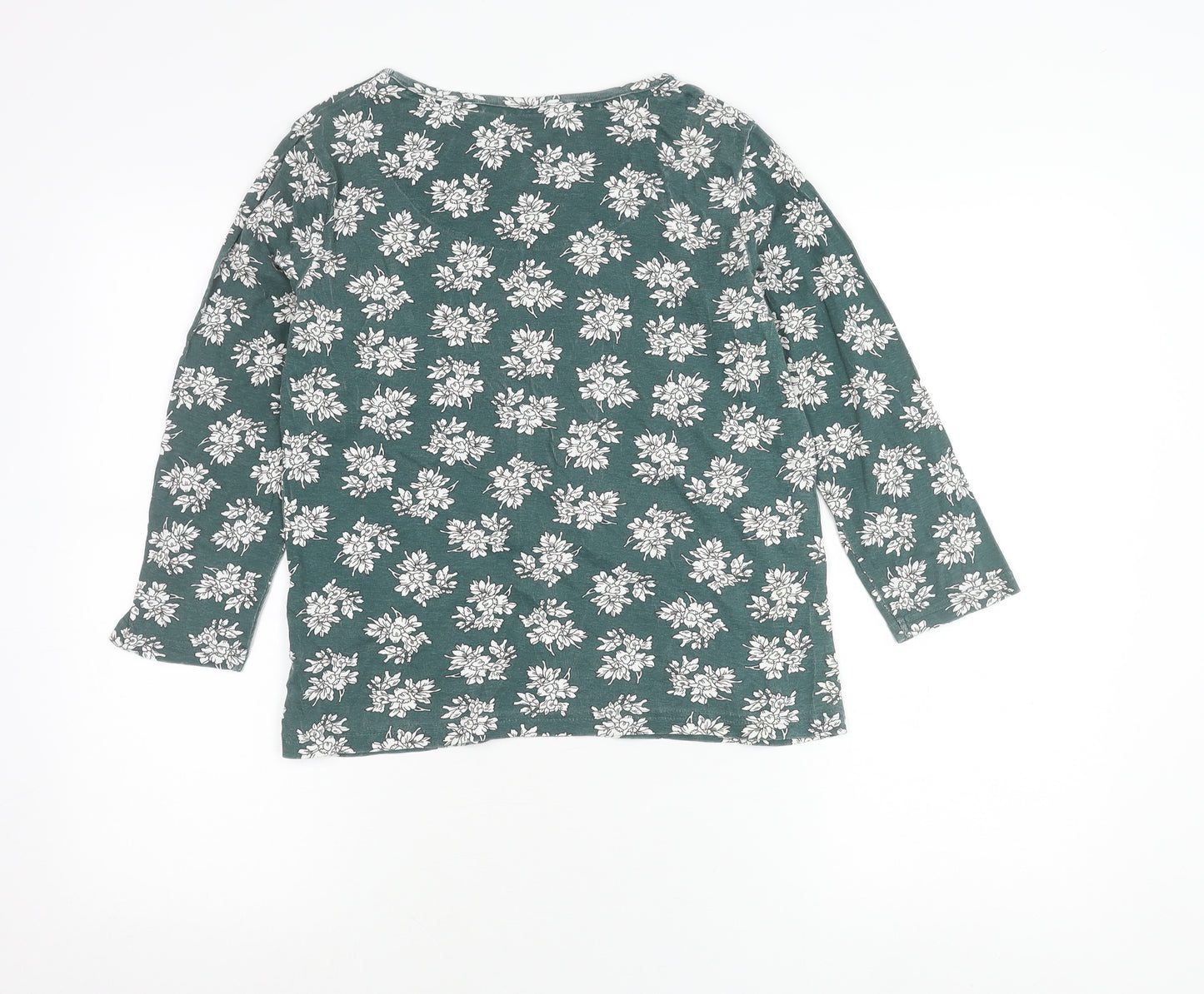 Maine New England Womens Green Floral Cotton Tunic Blouse Size 12