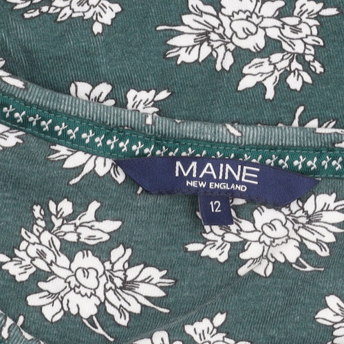 Maine New England Womens Green Floral Cotton Tunic Blouse Size 12