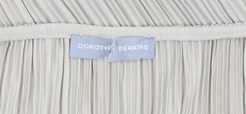 Dorothy Perkins Women’s Beige Size 12 Cropped Pleated V-Neck Blouse