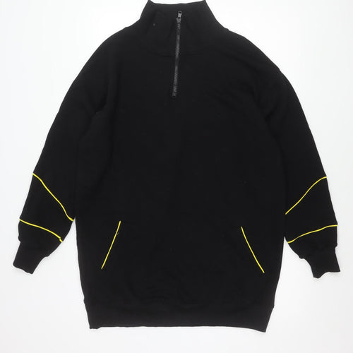 Threadbare Women Black Size 10 1/4 Zip Sweatshirt Cotton Blend