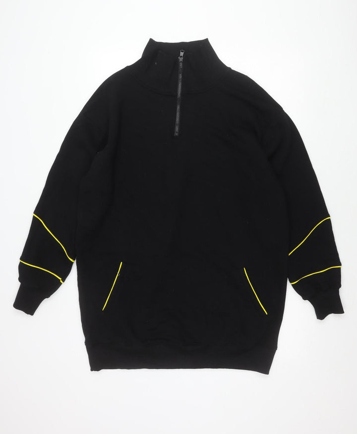 Threadbare Women Black Size 10 1/4 Zip Sweatshirt Cotton Blend