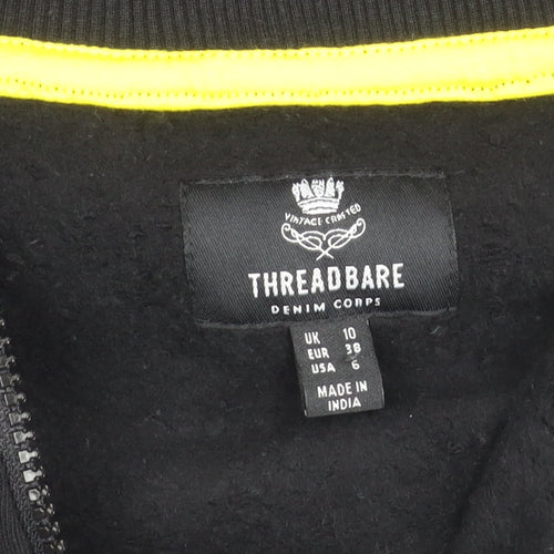 Threadbare Women Black Size 10 1/4 Zip Sweatshirt Cotton Blend