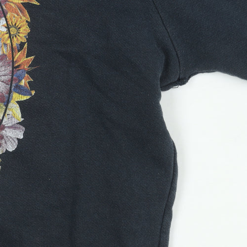 Hype Womens Black Floral Logo Pullover Sweatshirt Size L