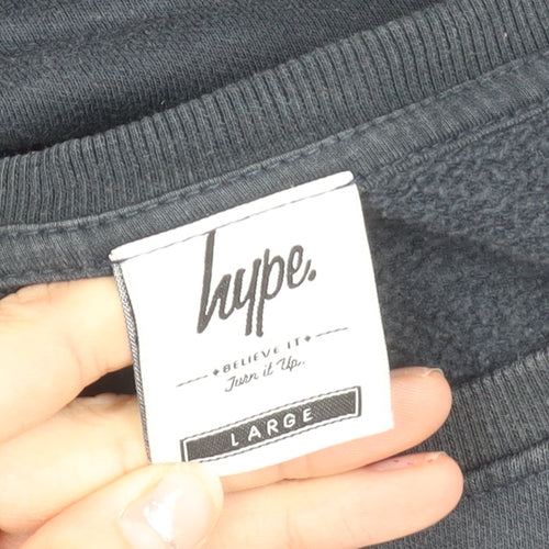 Hype Womens Black Floral Logo Pullover Sweatshirt Size L