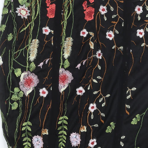 PrettyLittleThing Women’s Black Size 10 Embroidered Mini Slip Dress