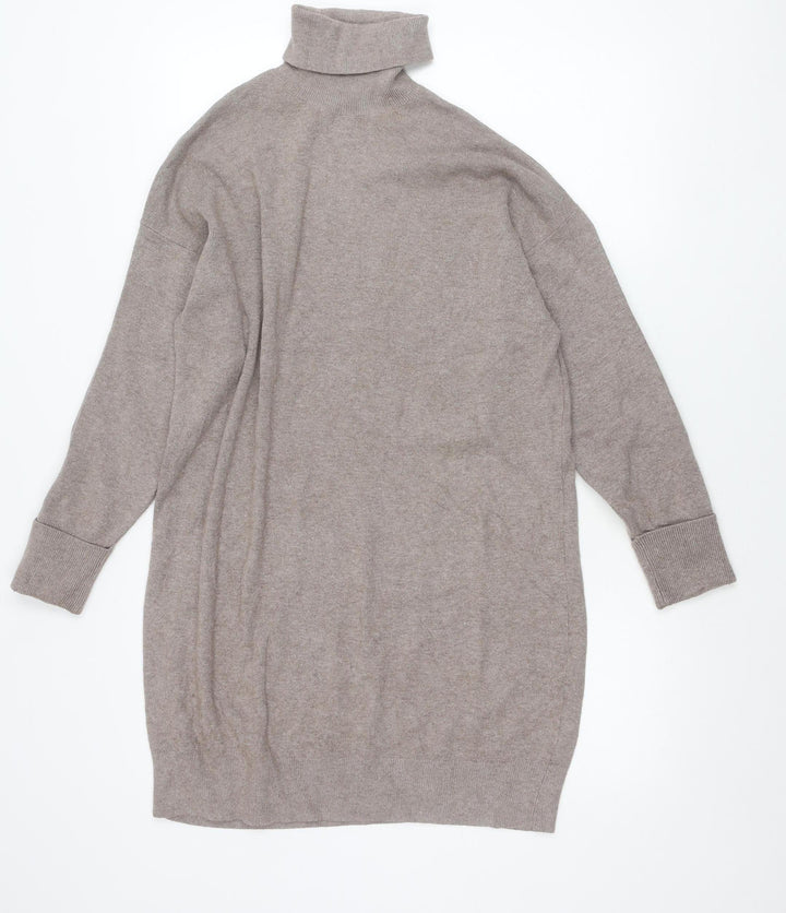 F&F Women’s Beige Roll Neck Long Sleeve Pullover Jumper Size 8
