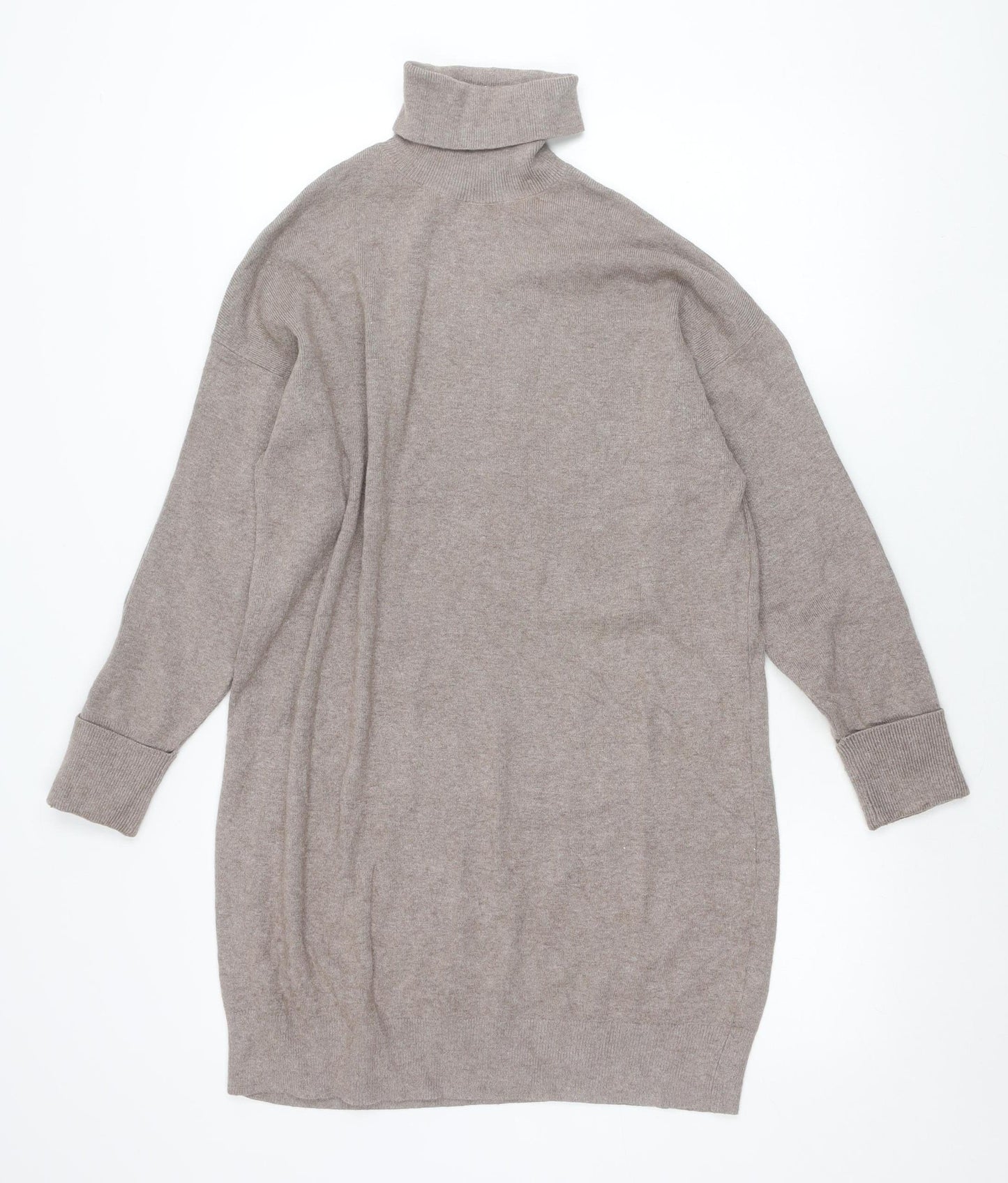 F&F Women’s Beige Roll Neck Long Sleeve Pullover Jumper Size 8