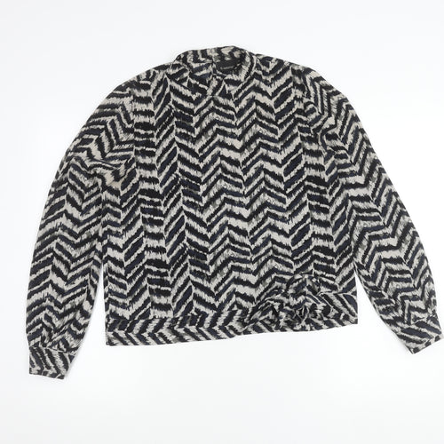 b.young Women’s Black & White Blouse Size 6 Geometric Long Sleeve