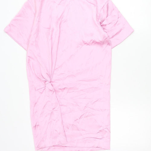 Zara Women Pink Shift Dress Size 8 Short Sleeve Knee Length Polyester