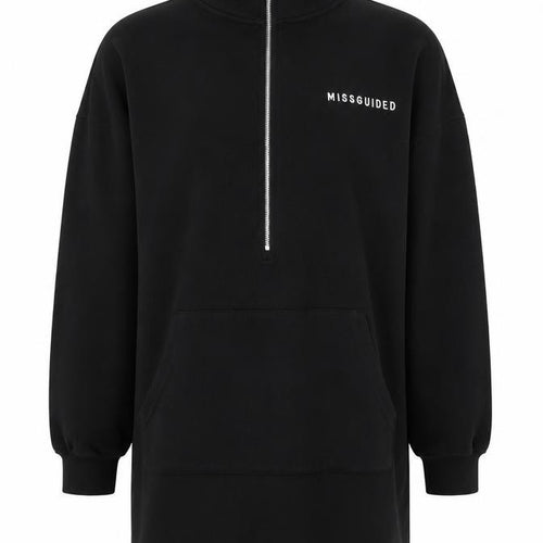 Missguided Women’s Black UK 10 Half Zip Sweatshirt Tunic