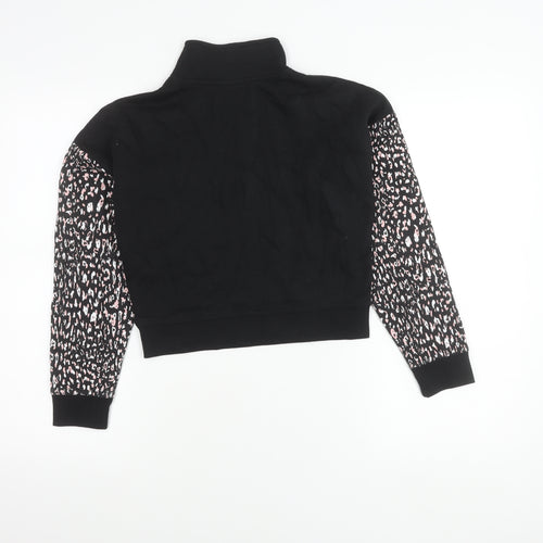 ELLE Junior Girls Black Animal Print Zip Sweatshirt 9 Years