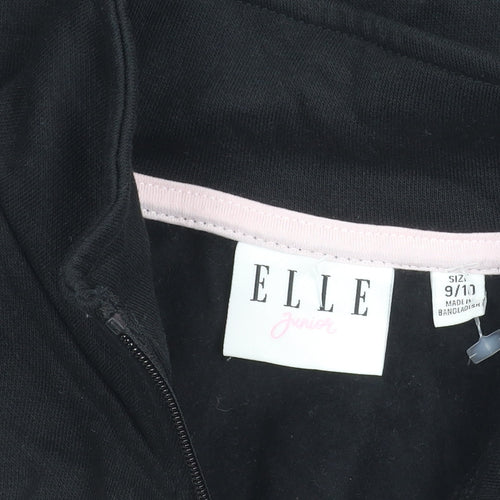 ELLE Junior Girls Black Animal Print Zip Sweatshirt 9 Years
