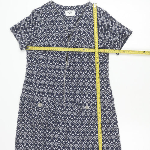 Wallis Petite Women’s Blue UK 12 Shirt Dress Geometric Knee Length
