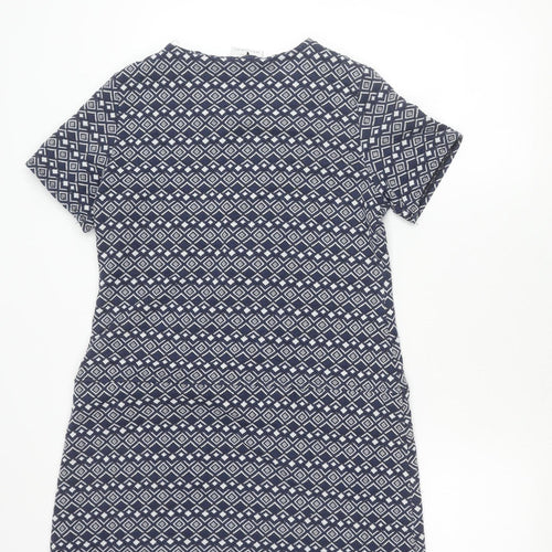 Wallis Petite Women’s Blue UK 12 Shirt Dress Geometric Knee Length