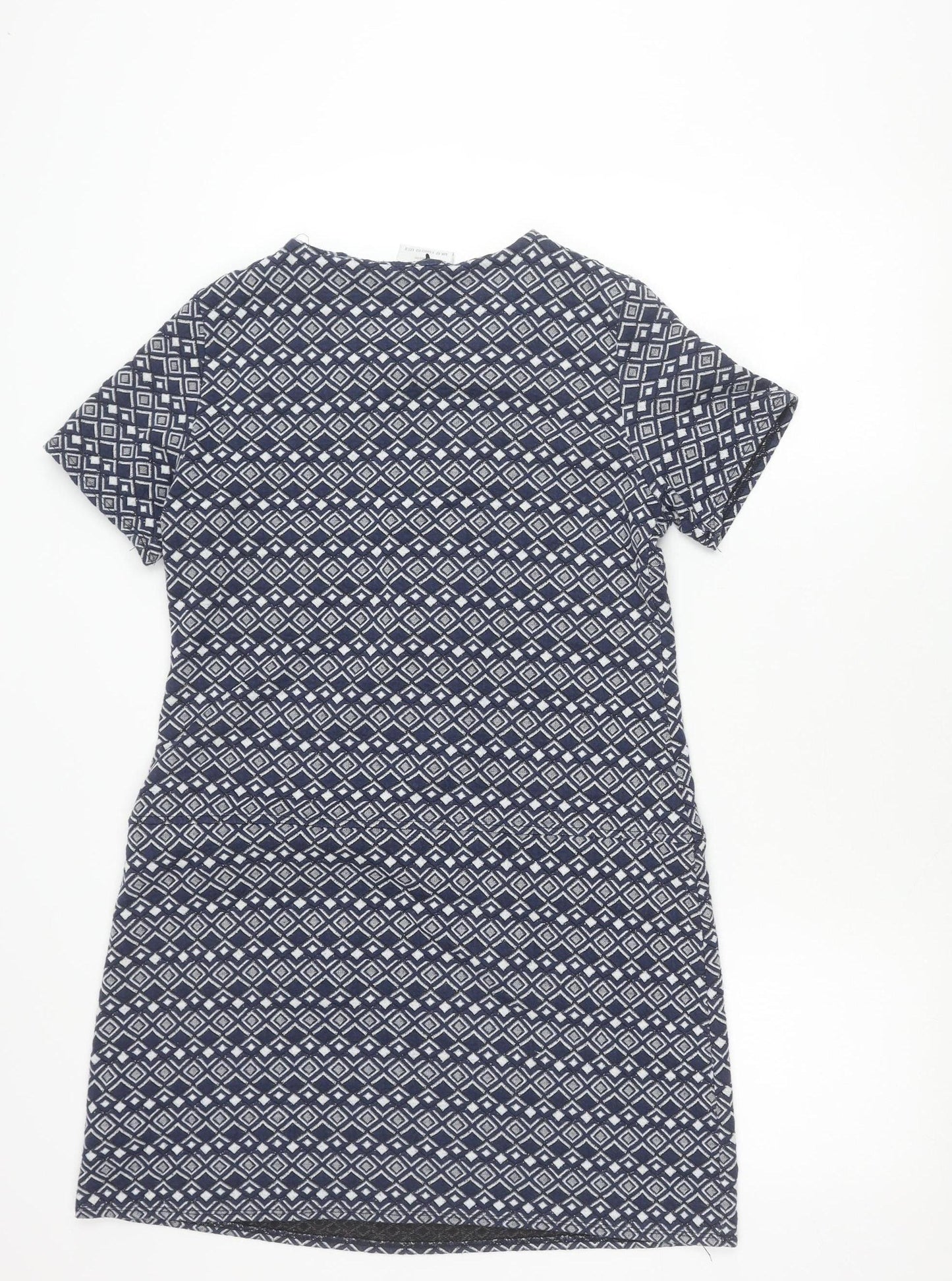 Wallis Petite Women’s Blue UK 12 Shirt Dress Geometric Knee Length